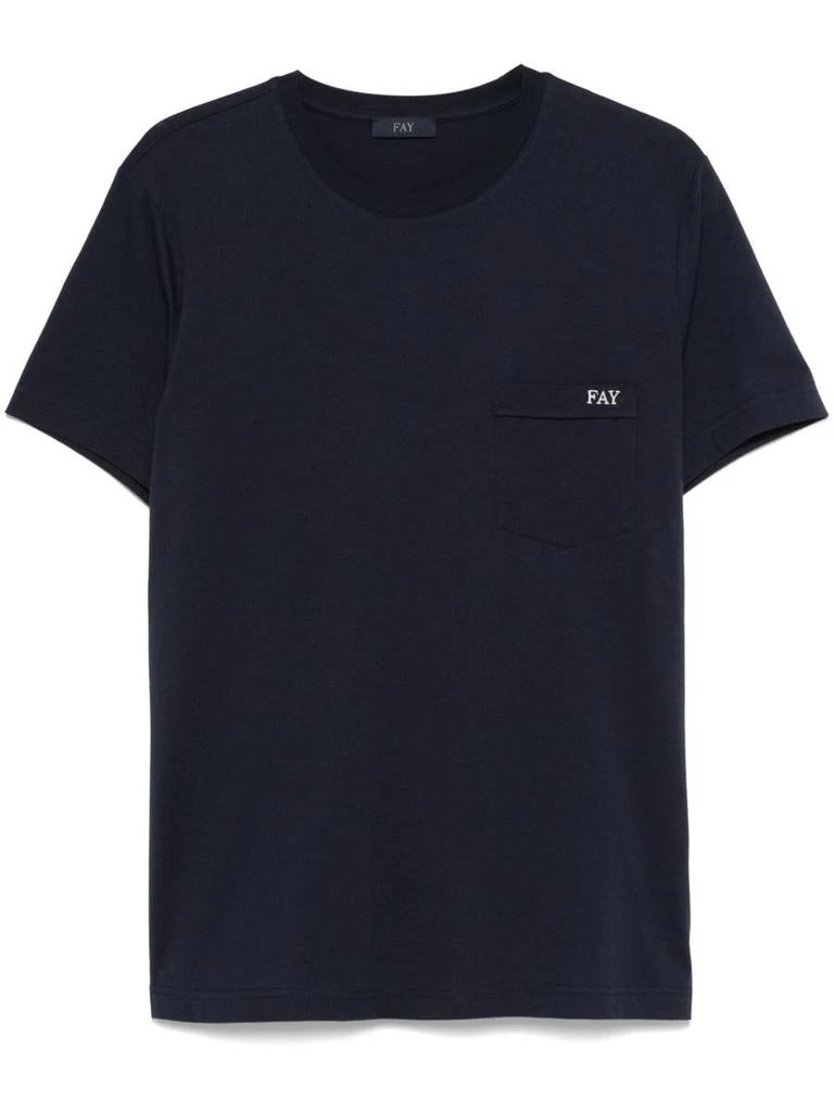 FAY Fay Black T-Shirt In Cotton With Pocket And White Logo 1