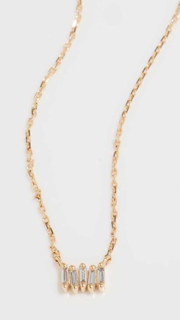 Suzanne Kalan 14k Micro Classic Diamond Bar Pendant Necklace
