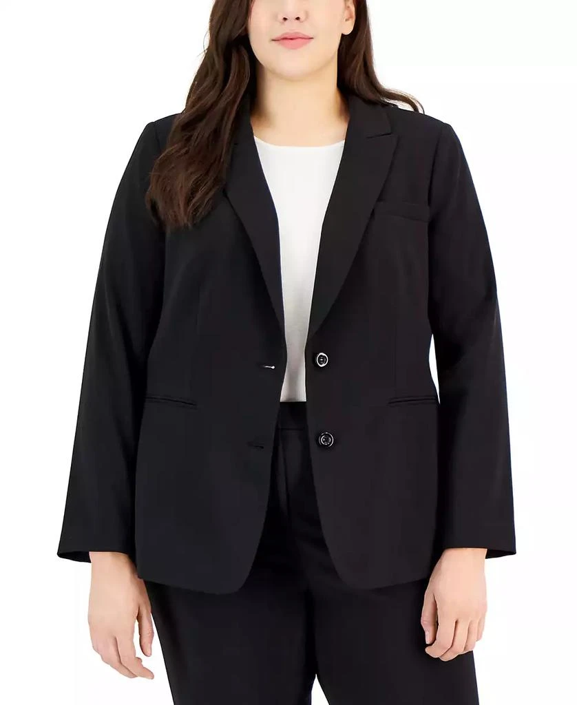 Tahari Plus Size Peak-Lapel Button-Front Blazer 1