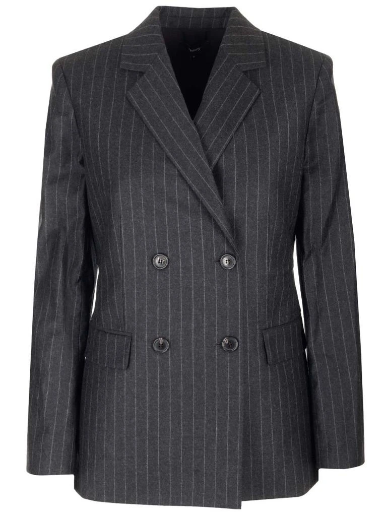 Theory Theory Striped Double-Breasted Blazer 1