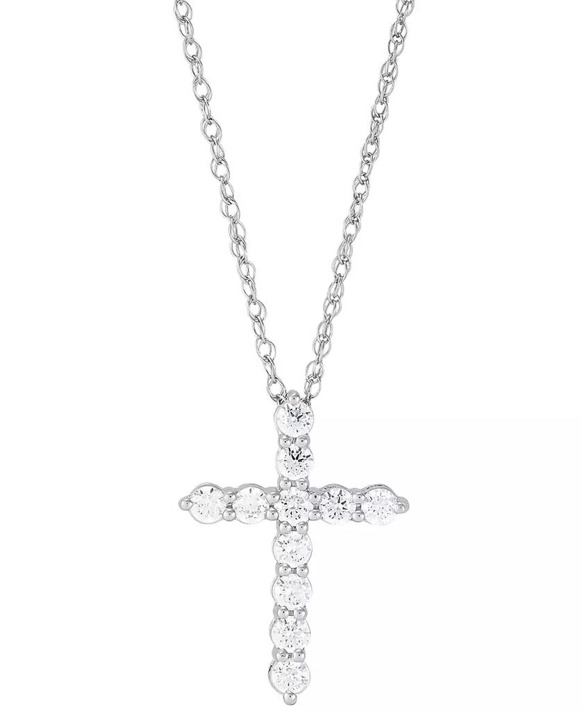 Grown With Love Lab Grown Diamond Cross Pendant Necklace (1 ct. t.w.) in 14k White or Yellow Gold, 16" + 2" extender