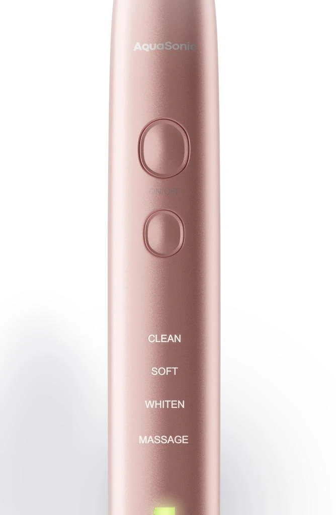 AQUASONIC VIBE Series Pink UltraSonic Whitening Toothbrush with 8 DuPont Brush Heads & Travel Case 2