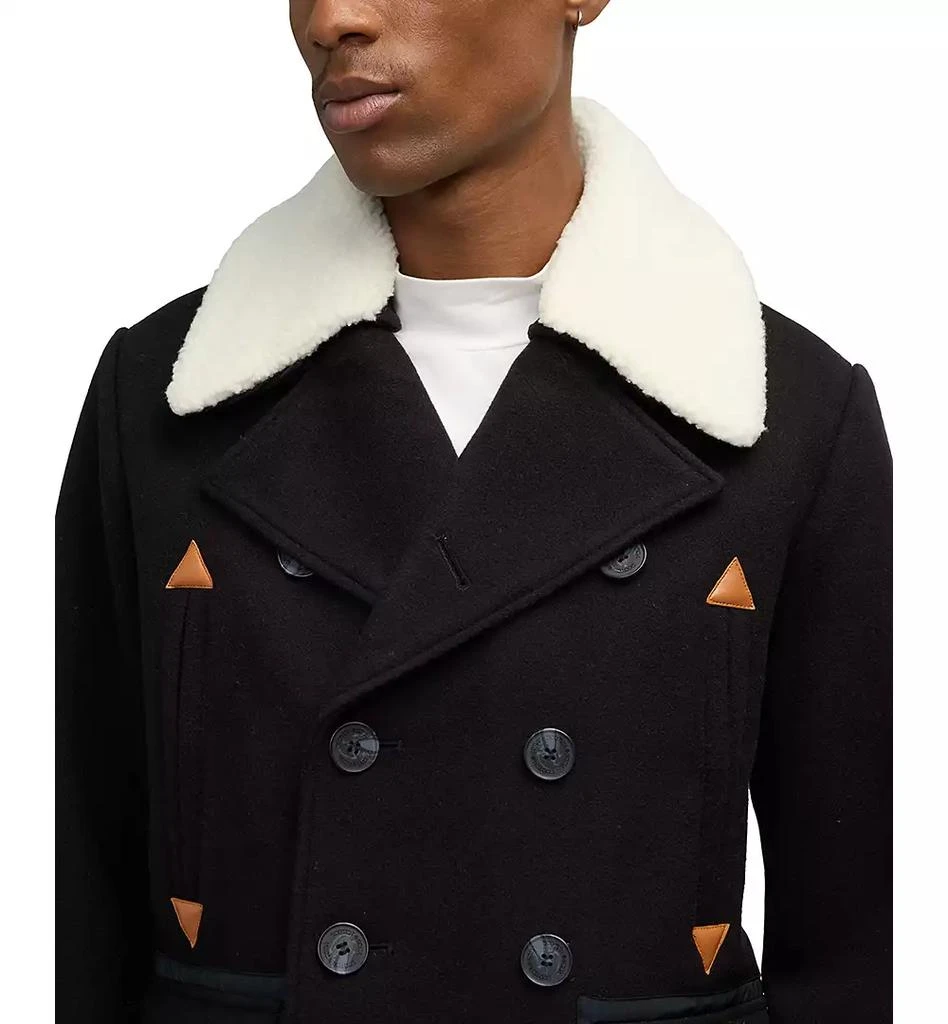 Scotch & Soda Men's Izak Double Breasted Peacoat with Removable Fleece Collar 4