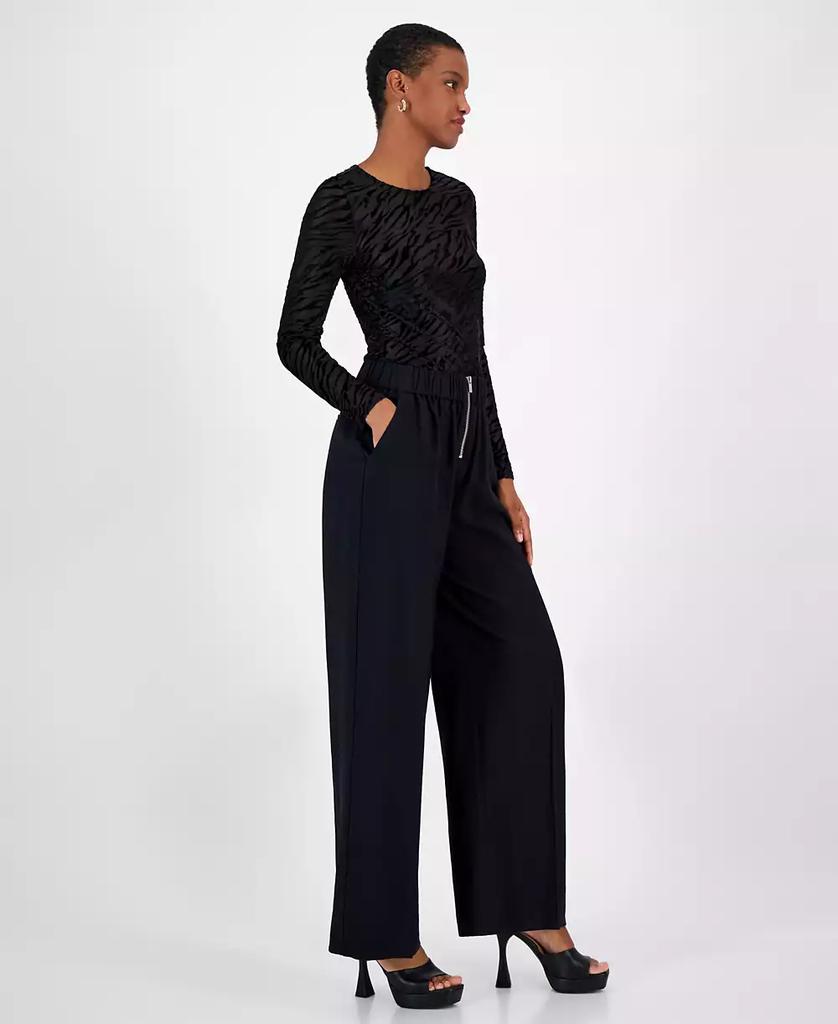 Bar III Women's High-Rise Wide-Leg Zip-Front Pants, Created for Macy’s