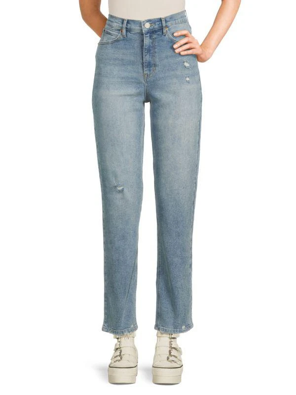 Nicole Miller High Rise Faded Slim Straight Jeans 1