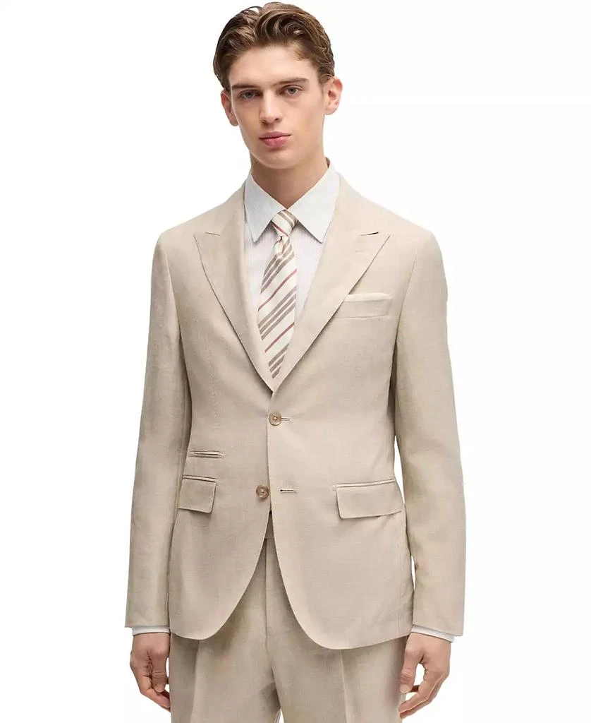 Hugo Boss Men's Linen-Blend Slim-Fit Checked Suit 6