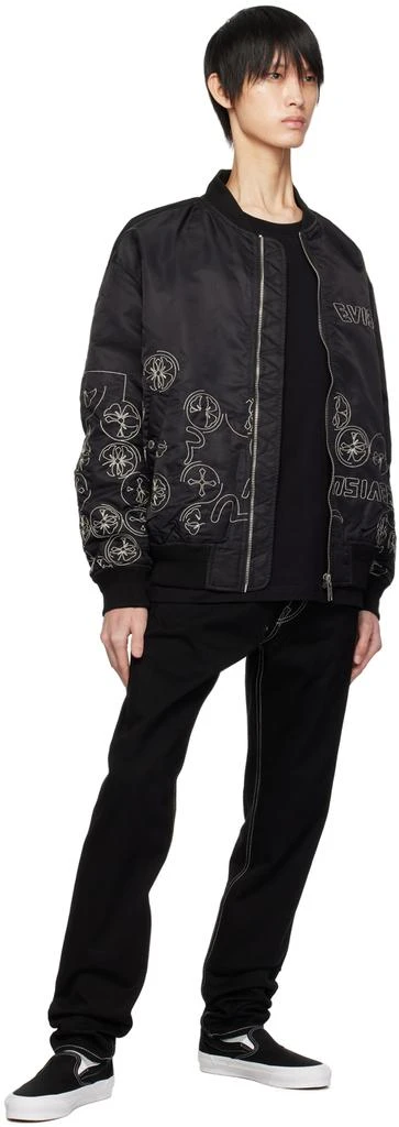 Evisu Black Embroidered Bomber Jacket 4