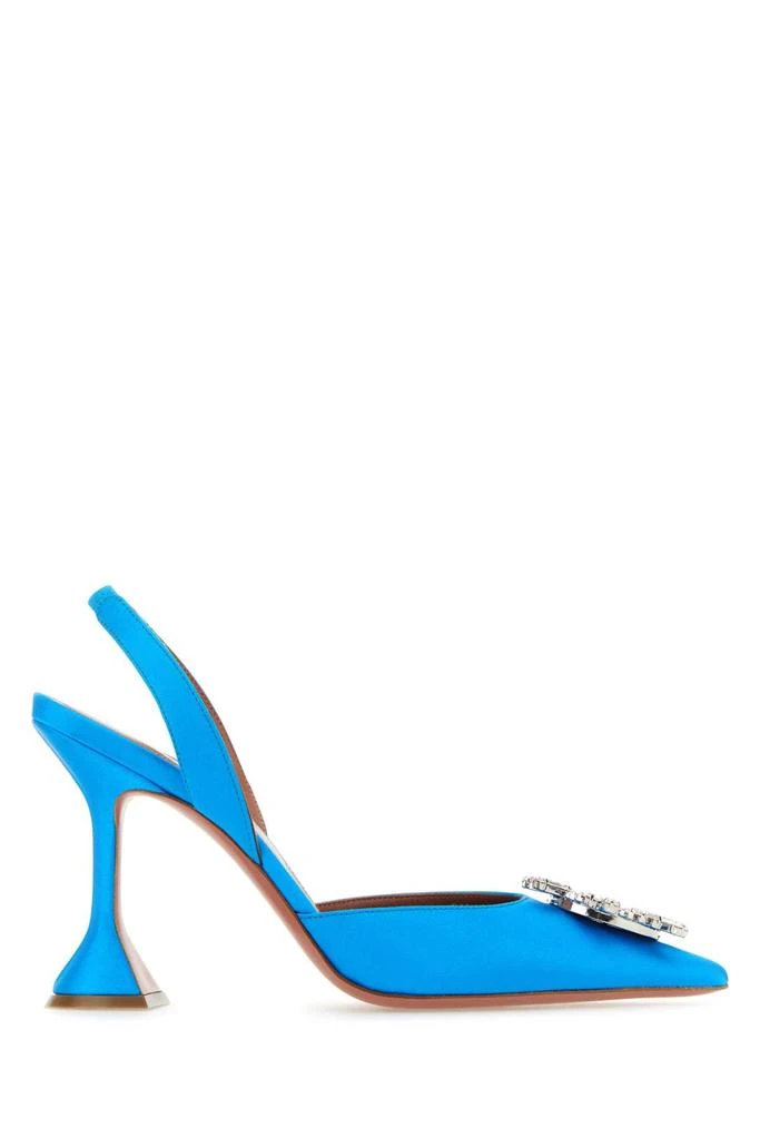 Amina Muaddi TURQUOISE SATIN BEGUM PUMPS 1