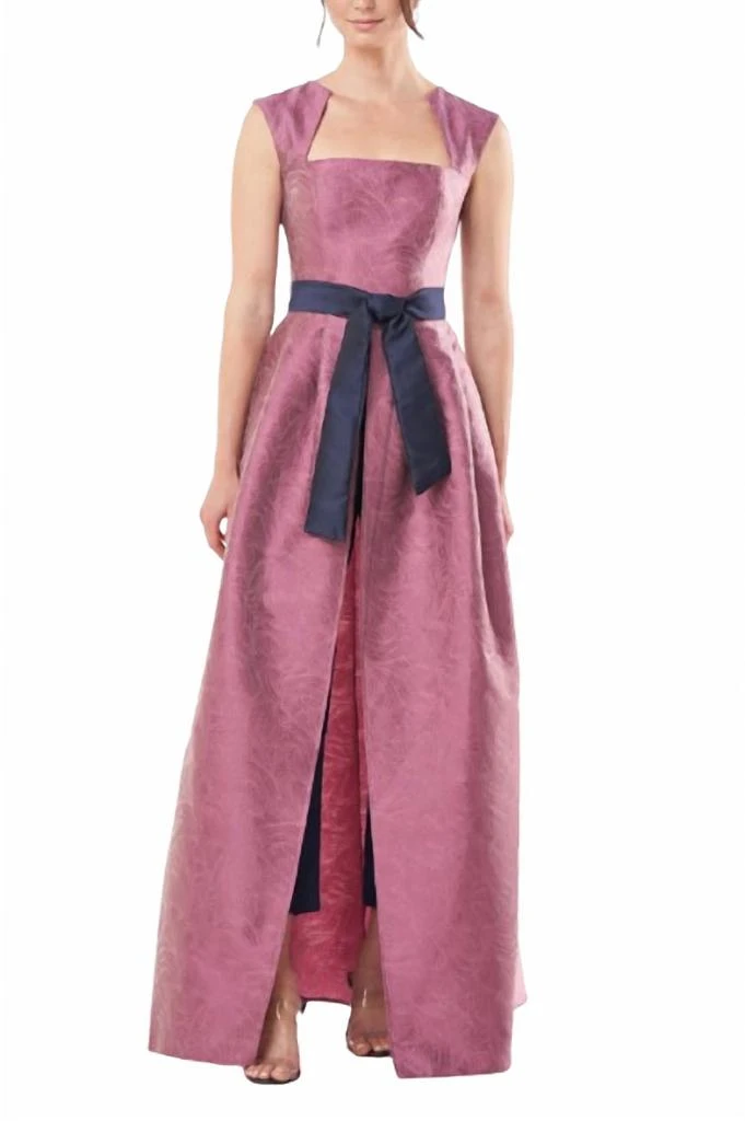 Kay Unger Kay Unger - Mikado Walk Through Jumpsuit With Stretch Crepe Pant