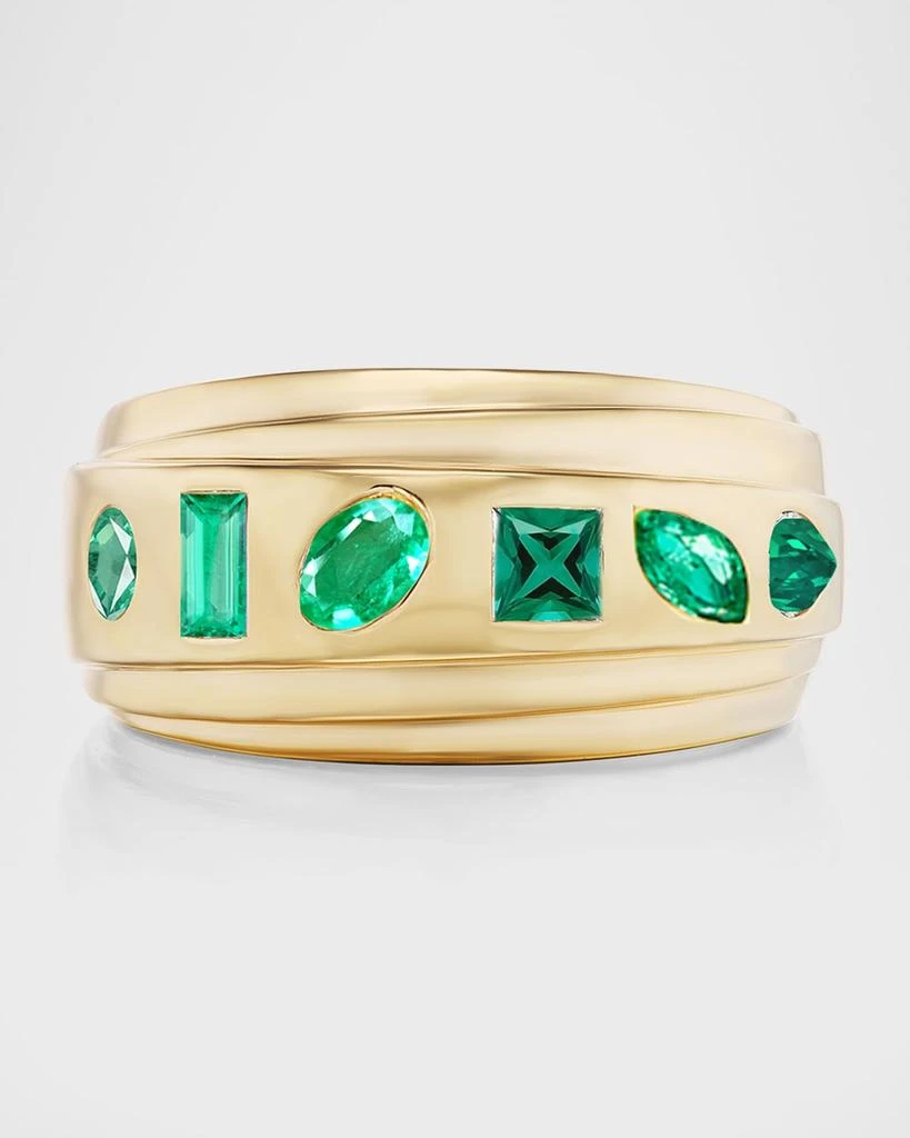 Sorellina 18K Yellow Gold Flush-Mount Emerald Step Ring