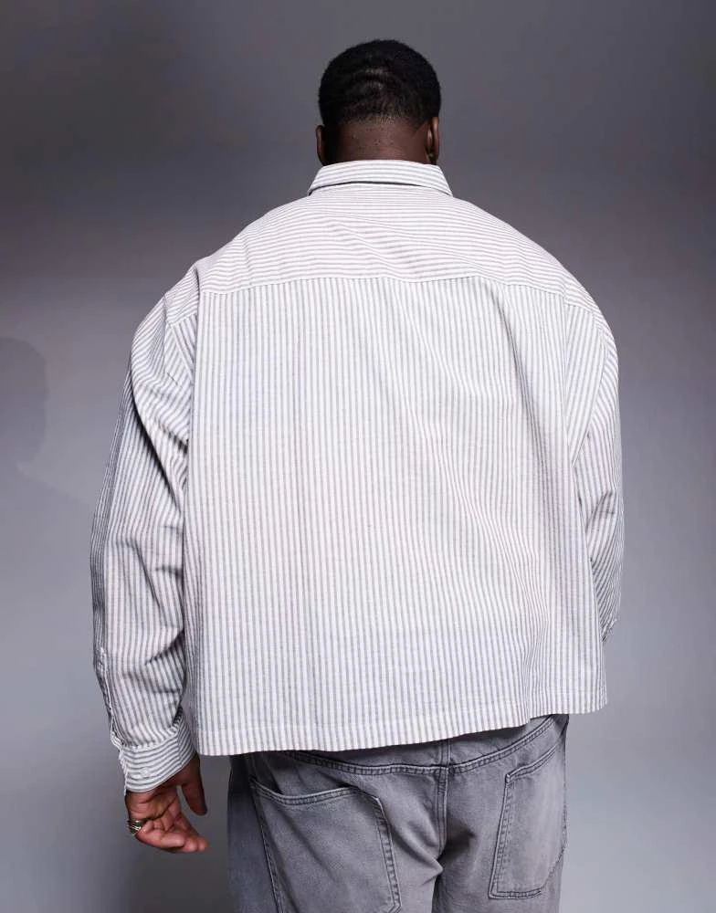 ASOS ASOS DESIGN boxy oversized stripe shirt in white and grey 3