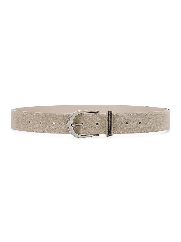 Brunello Cucinelli Suede Belt with Monili