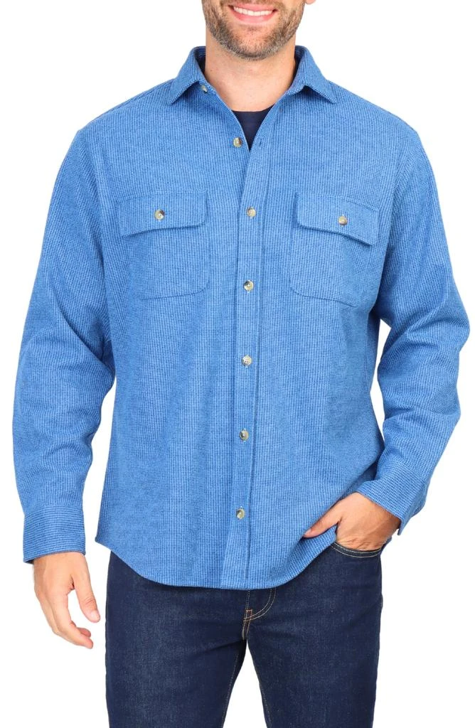 TailorByrd Micro Houndstooth Overshirt with Faux Suede Trim 1