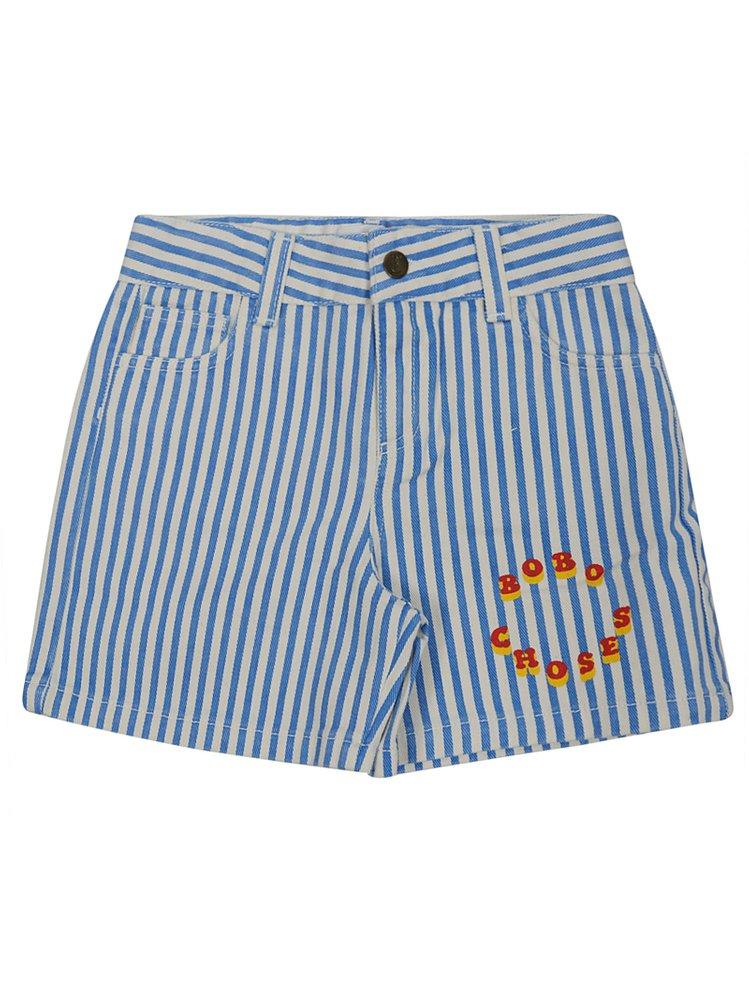 Bobo Choses Bobo Choses Logo Printed Striped Woven Shorts