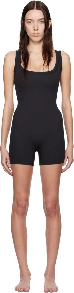 SKIMS Black Cotton Rib Onesie Romper 1