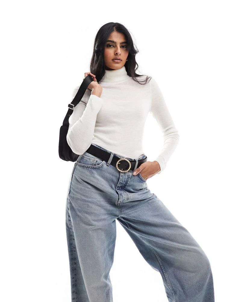 & Other Stories & Other Stories merino wool sheer high neck knitted top in off white 1