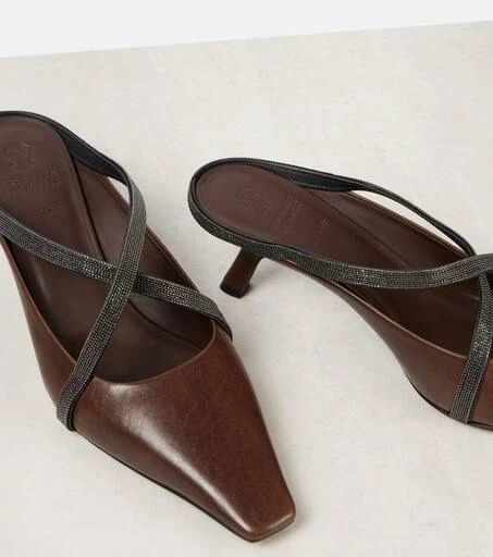 Brunello Cucinelli Monili leather mules 5