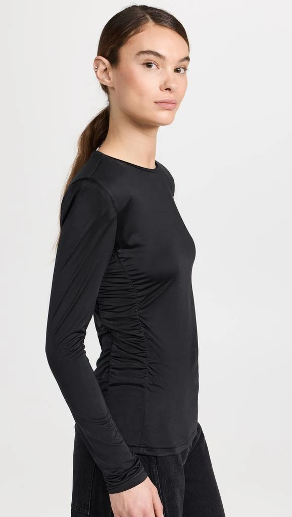 Tibi Micro Jersey Shoulderpad Fitted Crewneck Top 3