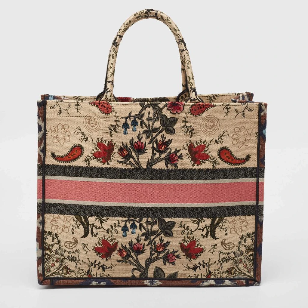 Dior Dior Multicolor Floral Embroidered Canvas Large Book Tote 4