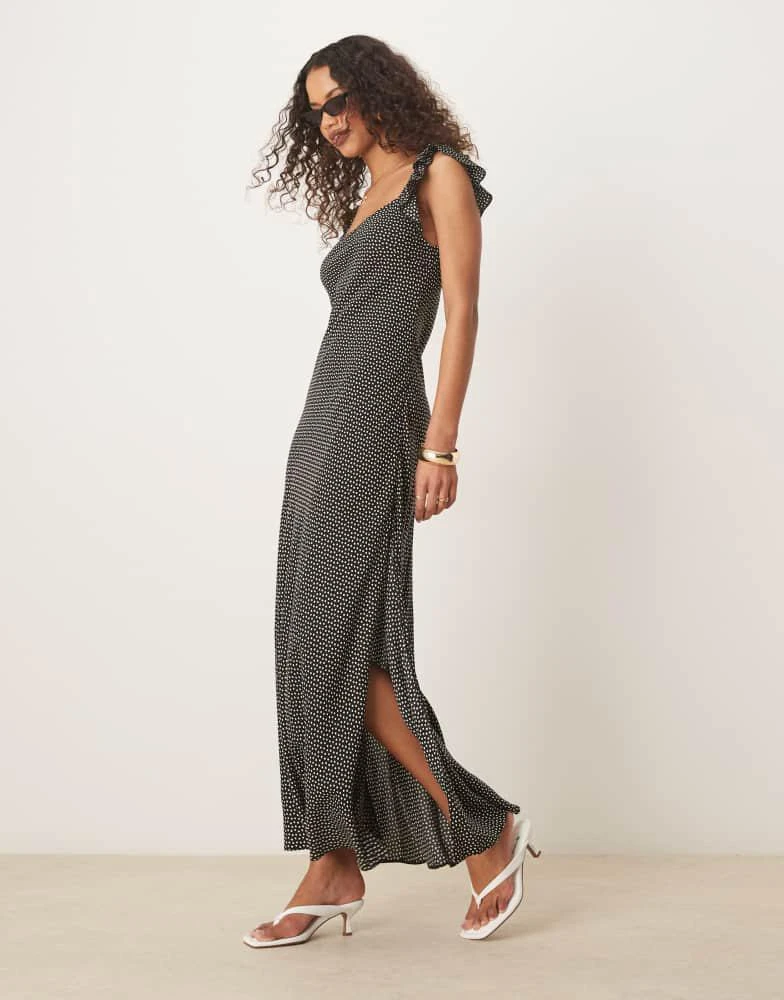 ASOS ASOS DESIGN frill sleeve maxi dress in polka dot