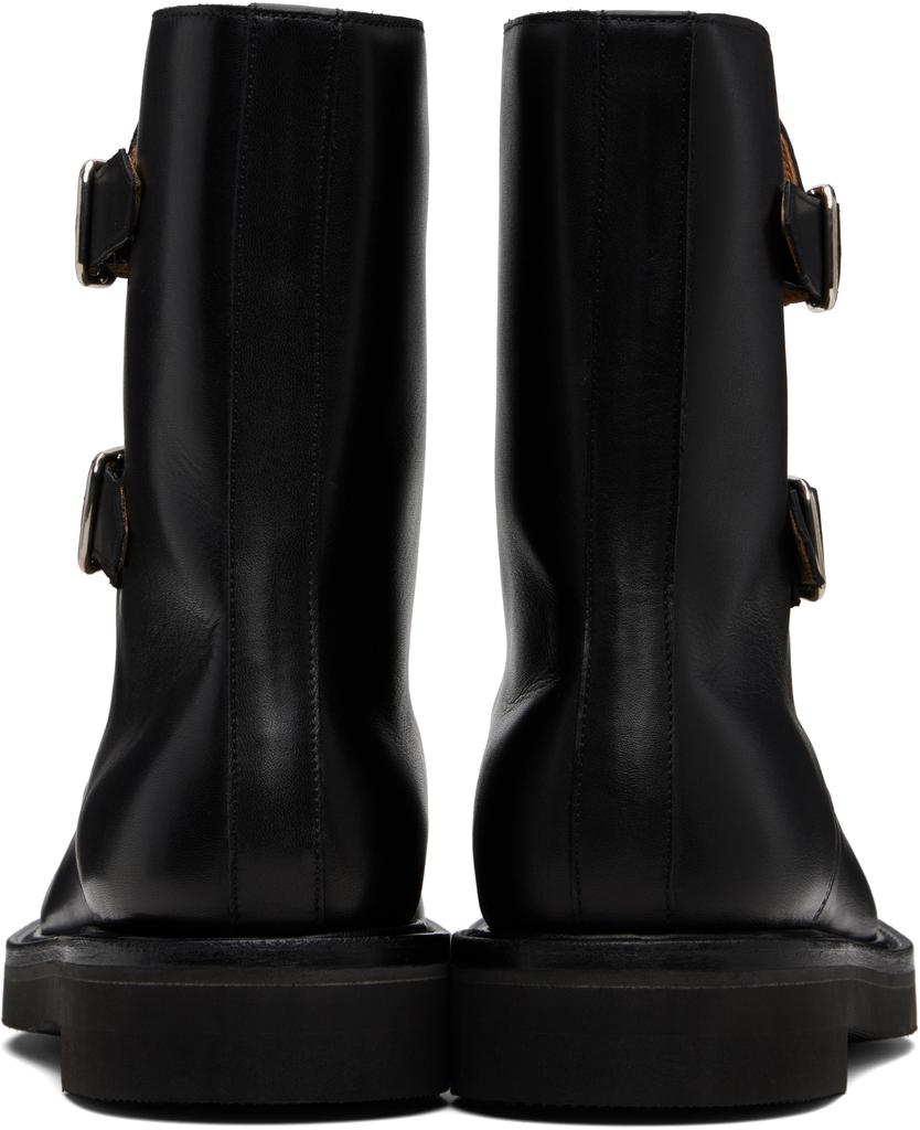 AURALEE Black Leather Work Boots - Shoes - BeyondStyle