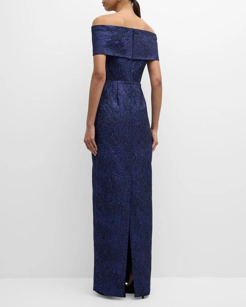 Teri Jon Off-Shoulder Jacquard Column Gown 4