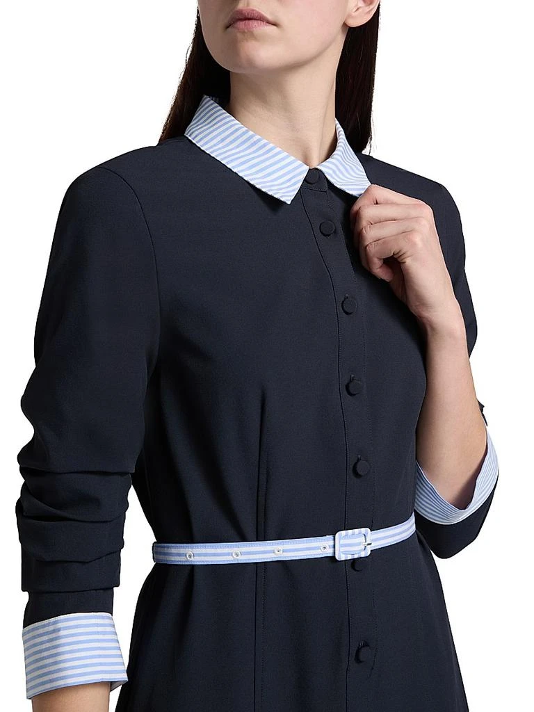 Cinq à Sept Lucilla Striped Shirting-Trim Minidress 6
