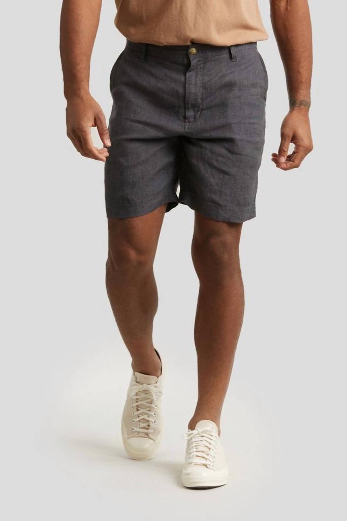 Grayers Aventura Washed Linen Shorts In Charcoal