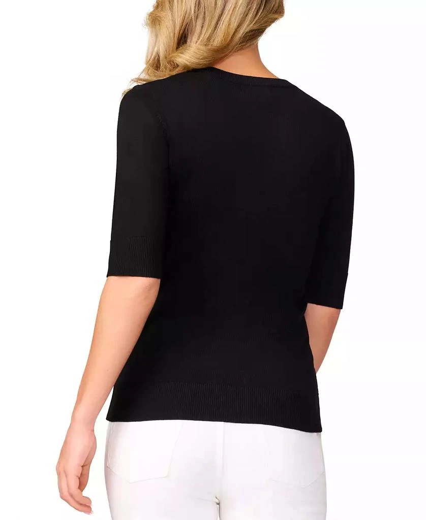 Melissa Paige Women's Crew-Neck Elbow-Sleeve Fine-Gauge Sweater 2