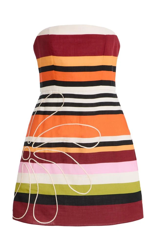 Cala de la Cruz - Exclusive Roma Embroidered Striped-Linen Mini Dress - Multi - L - Moda Operandi Cala de la Cruz - Exclusive Roma Embroidered Striped-Linen Mini Dress - Multi - L - Moda Operandi