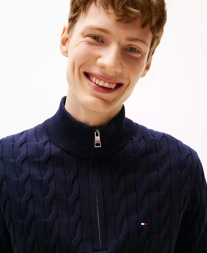 Tommy Hilfiger Men's Long-Sleeve Cable Knit Quarter-Zip Sweater 3