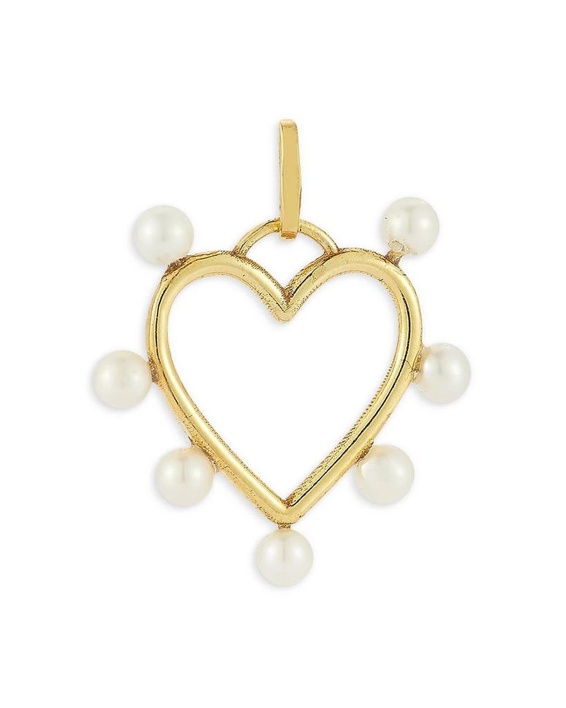 Moon & Meadow 14K Yellow Gold Cultured Freshwater Pearl Heart Charm Pendant 1