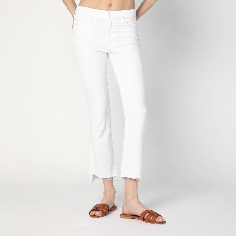 MOTHER THE INSIDER CROP STEP FRAY JEANS IN WHITE 1