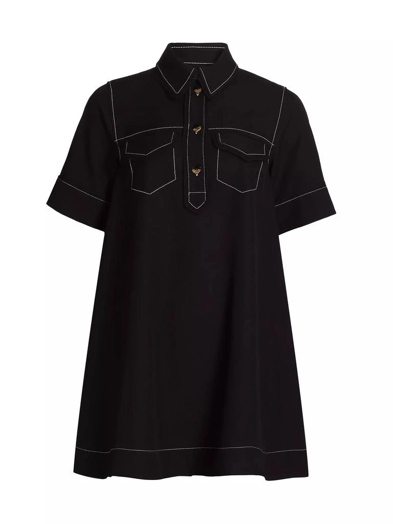 Ganni Crepe Sable Collared Minidress 1