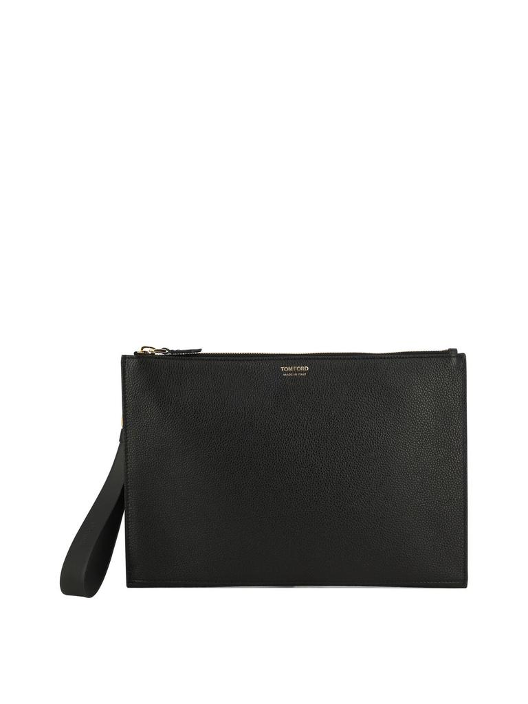Tom Ford Tom Ford Logo Stamp Zipped Clutch Bag - Handbags