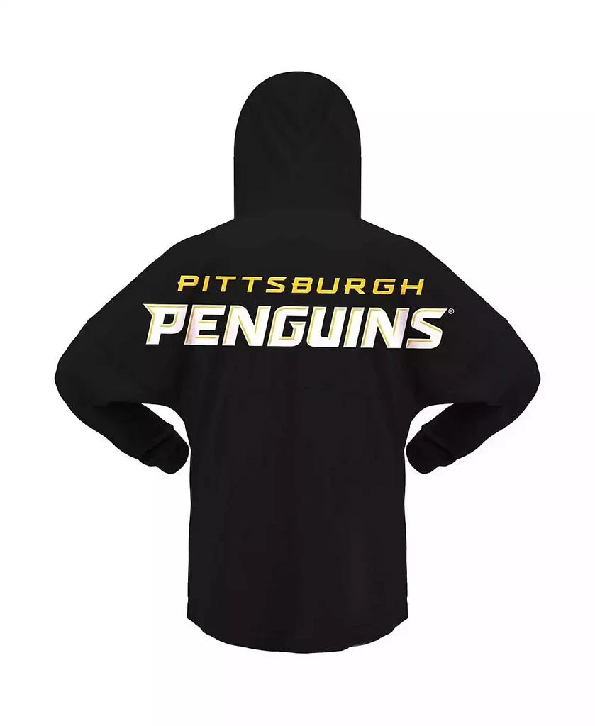 Fanatics Women's Black Pittsburgh Penguins Jersey Lace-Up V-Neck Long Sleeve Hoodie T-shirt 3