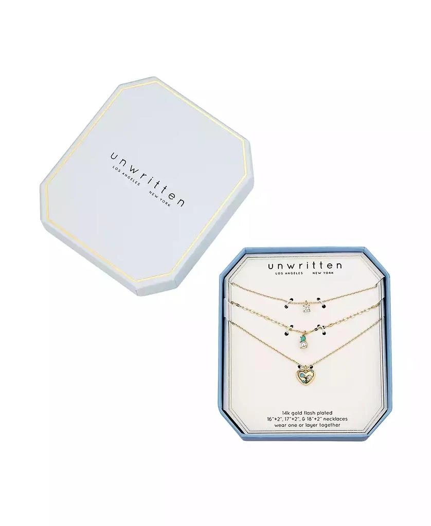 Unwritten Natural Pearl Cubic Zirconia Puff Heart Layered Necklace Set 4