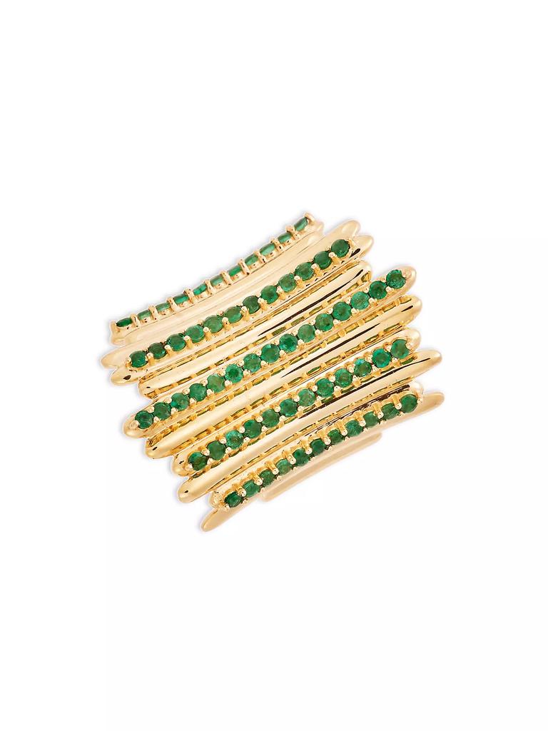 Ileana Makri Grass 18K Yellow Gold & Emerald Fence Ring