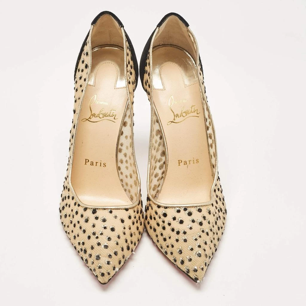 Christian Louboutin Christian Louboutin Beige/Black Mesh and Suede Follies Lace Pumps Size 38 3