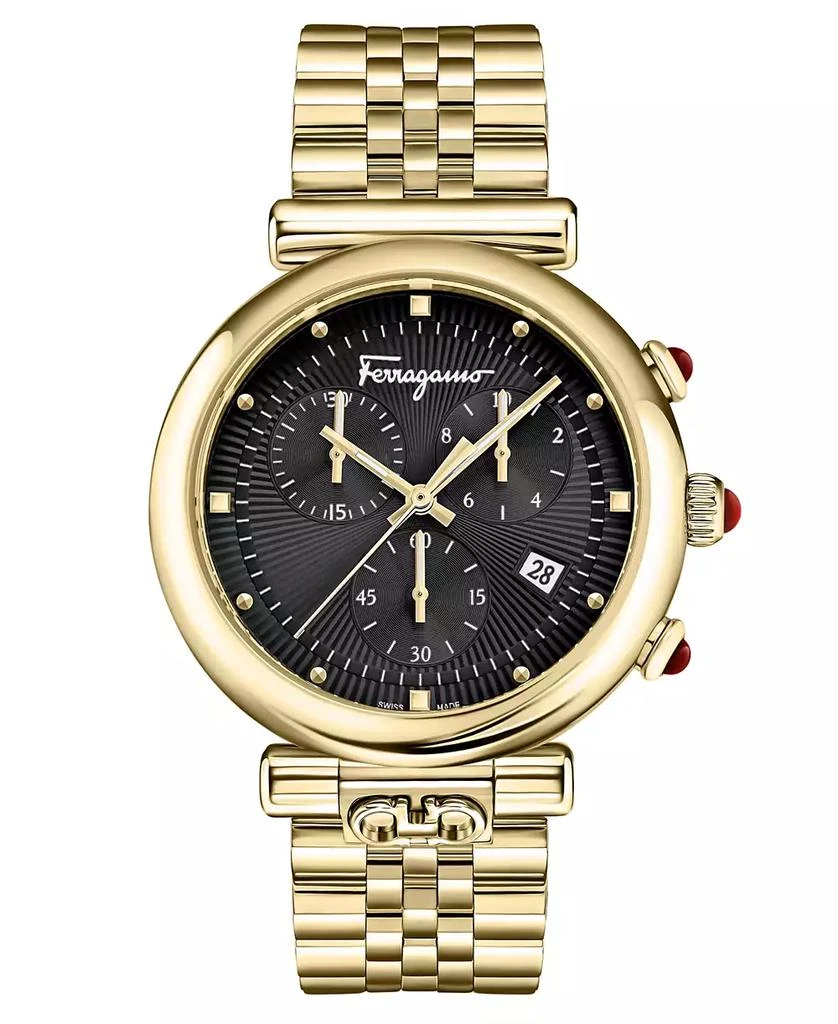 Salvatore Ferragamo Women's Swiss Chronograph Ora Gold Ion Plated Stainless Steel Bracelet Watch 40mm 1