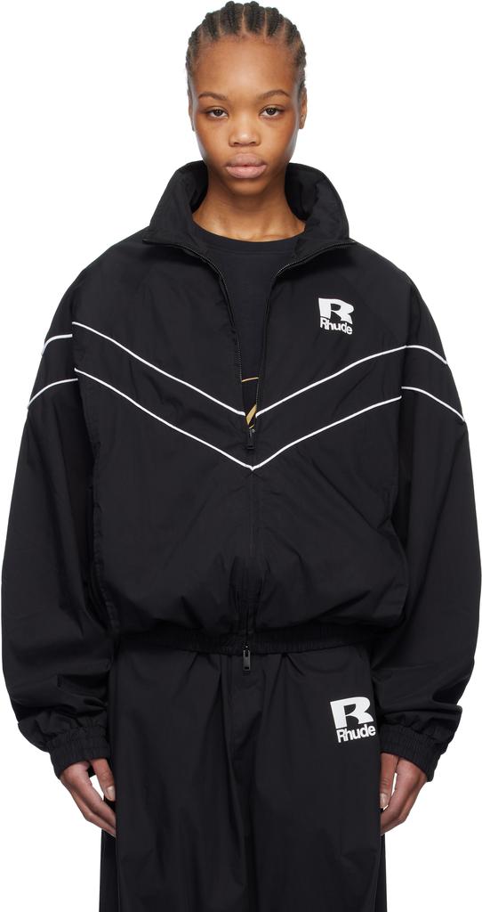 Shop Black Piping Raglan Track Jacket on Sale at BeyondStyle – Get