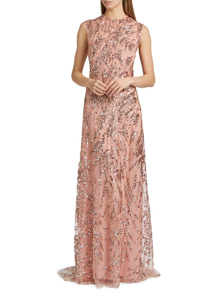 REEM ACRA Enchanting Spring Embellished Tulle Gown