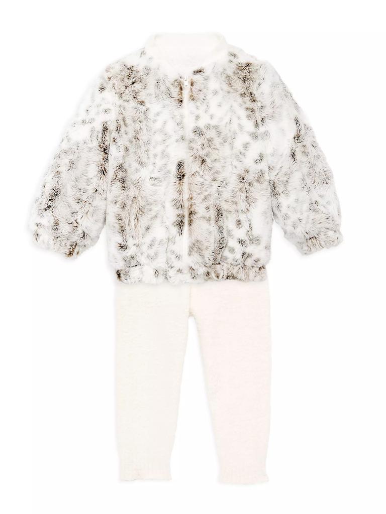 Barefoot Dreams Little Girl's Faux Fur Reversible Bomber Jacket