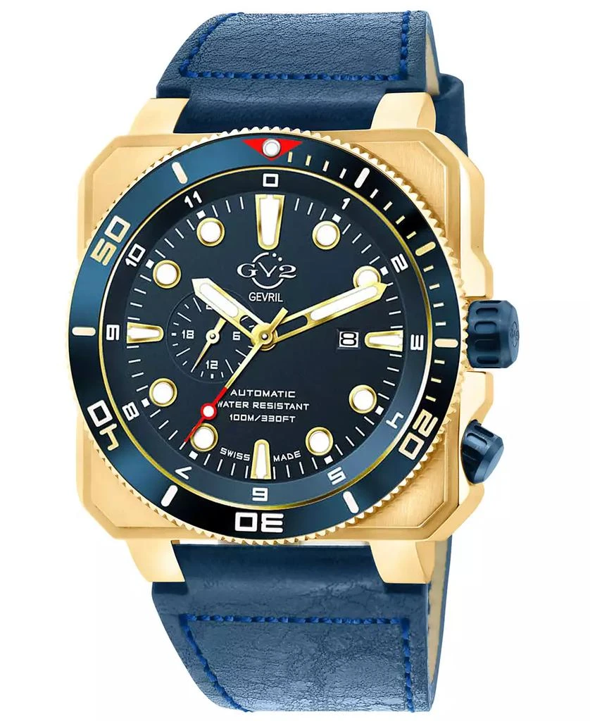 Gevril Men's XO Submarine Swiss Automatic Navy Leather Watch 1