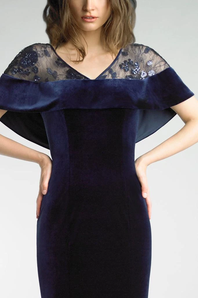Basix Black Label Capelet Velvet Evening Gown 3