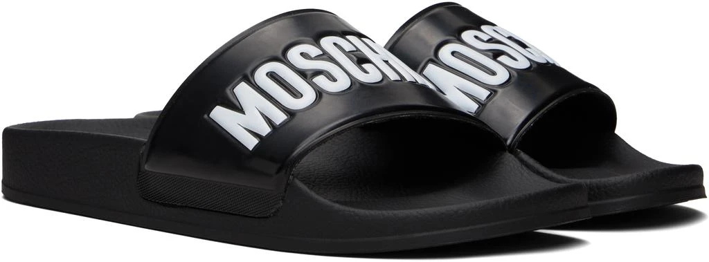 Moschino Black Rubber Logo Pool Slides 4
