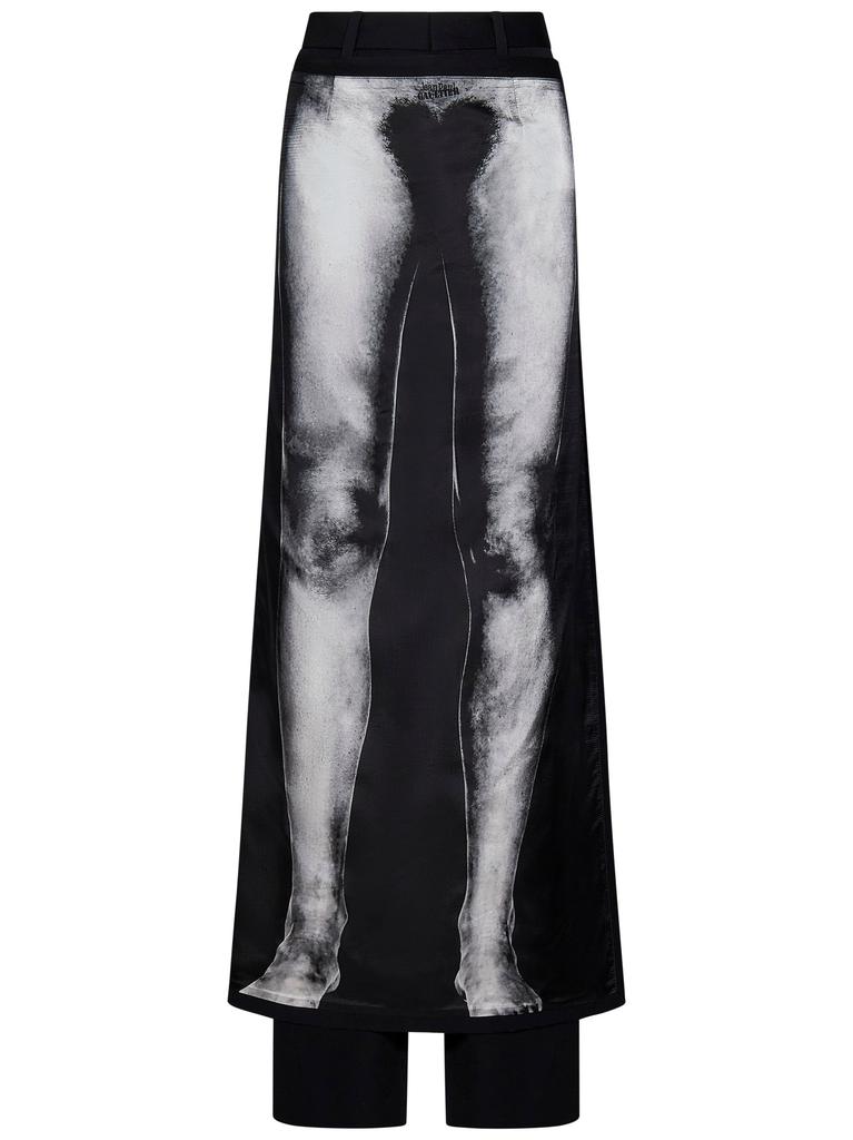 Jean Paul Gaultier TAILORED PANT WITH MESH SARONG - Leggings