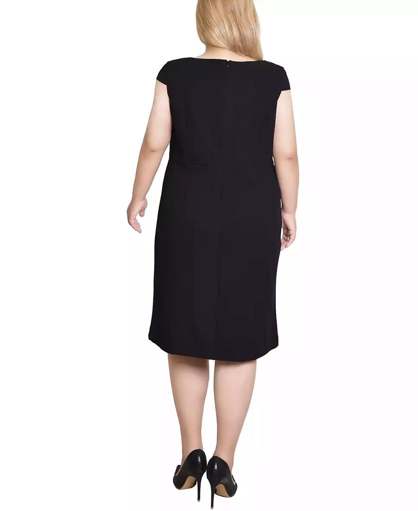 NY Collection Plus Size Cap Sleeve Exposed Zipper Dress