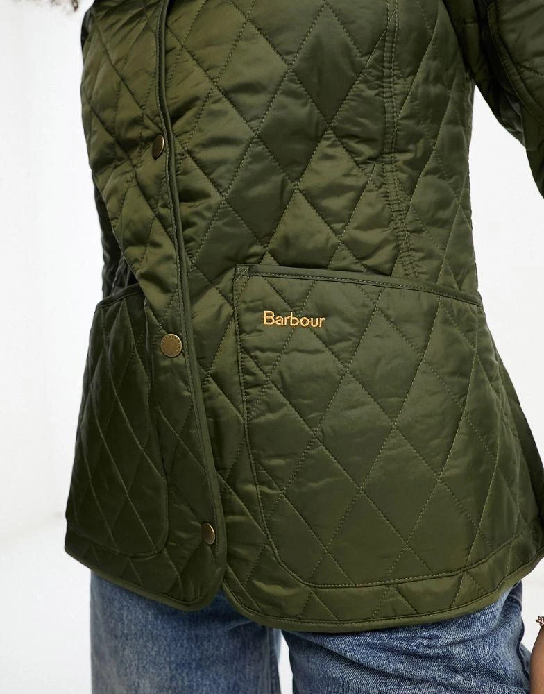 Barbour Barbour Annandale diamond quilt jacket with cord collar in olive 3
