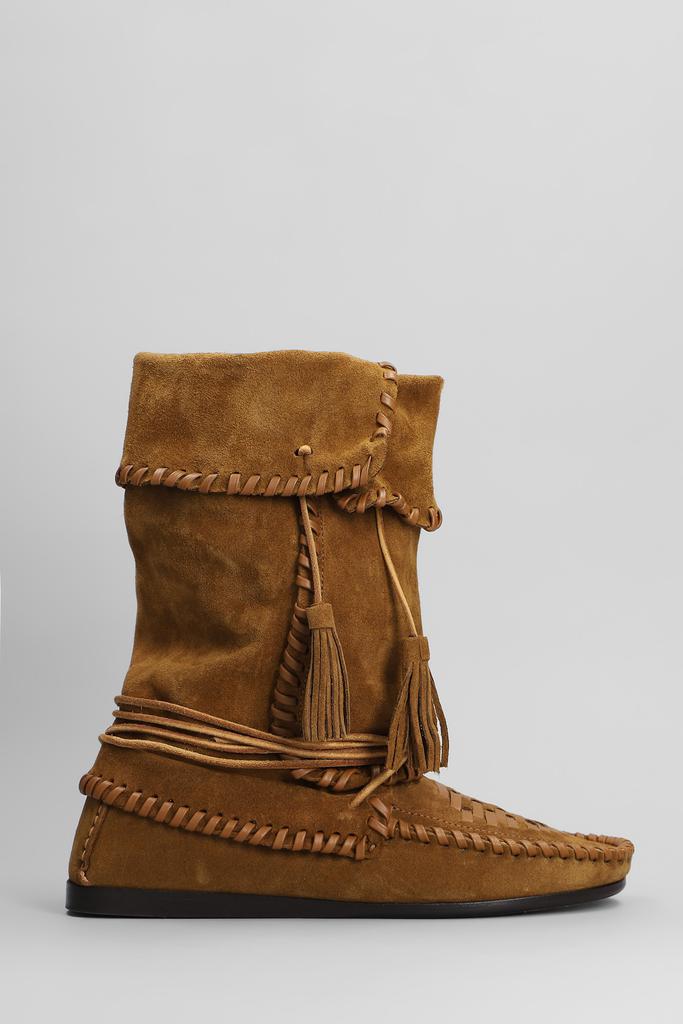 Isabel Marant Beige Leather Felsa Angle Boots SAND 37-IT